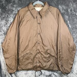 Vintage King Louie Men’s Large Pro Fit Coaches Blank Jacket Brown Nylon Lined